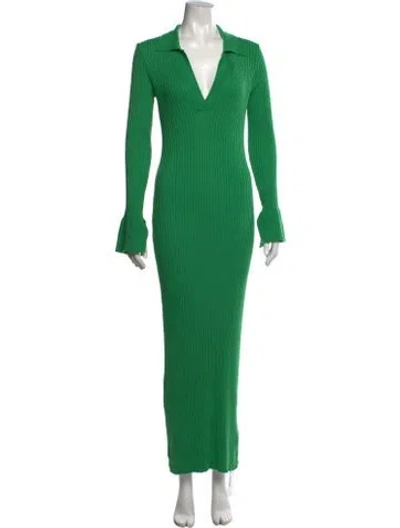 Pre-owned Na-kd V-neck Long Dress In Green