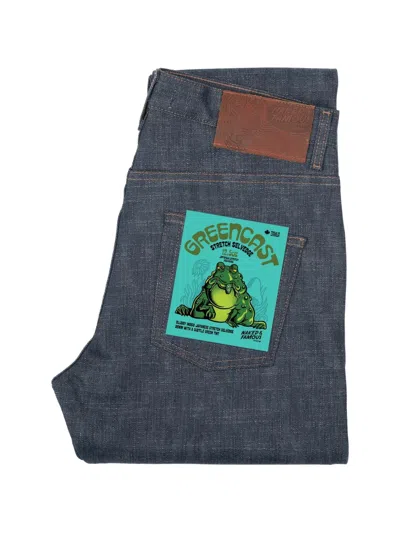 Naked And Famous Easy Guy Greencast Selvedge Jeans In Blue
