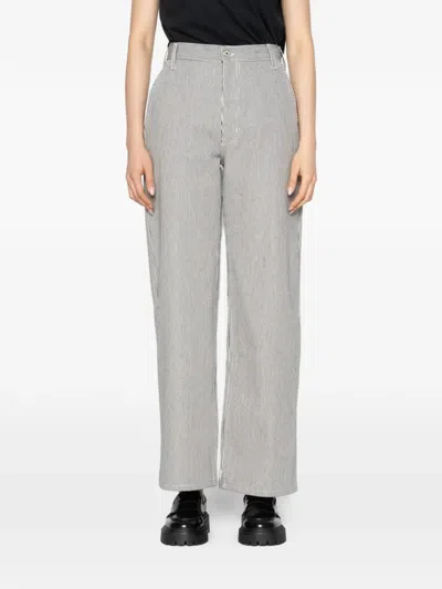 Naked And Famous Maudie Organic Hickory-stripe Jeans In Gray