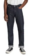 Naked & Famous Weird Guy Kimono Print Selvedge Jeans In Indigo