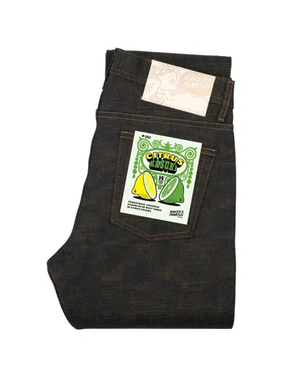 Naked And Famous Weird Guy Citrus Kasuri Selvedge Jeans In Black