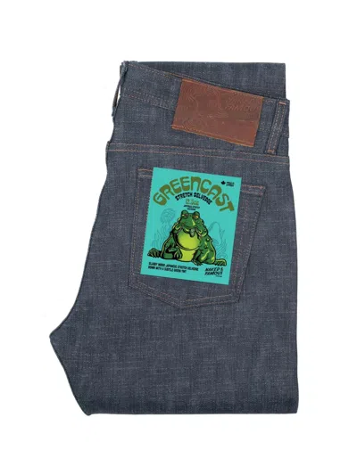 Naked And Famous Weird Guy Greencast Stretch Selvedge Jeans In Blue