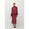 Naked Cashmere Amara Silk Organza Blouse In Burgundy