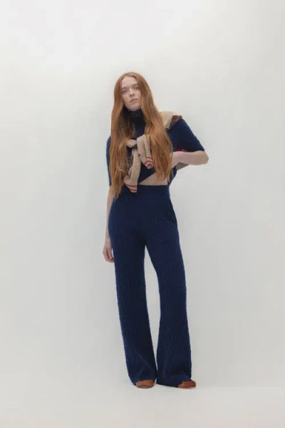Naked Cashmere Cableknit Wide Leg Pant In Blue