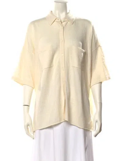 Pre-owned Naked Cashmere Cashmere Short Sleeve Button-up Top In Neutral