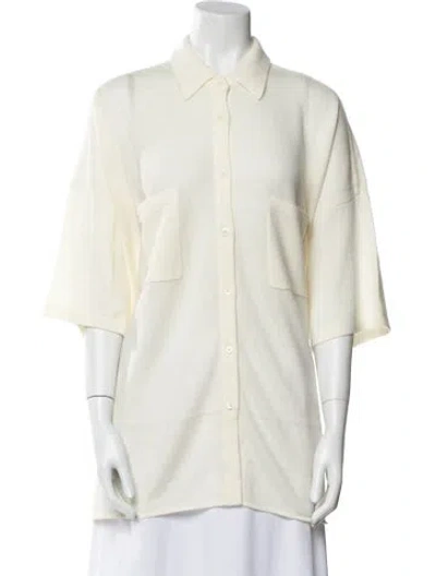 Pre-owned Naked Cashmere Cashmere Three-quarter Sleeve Button-up Top W/ Tags In Neutral