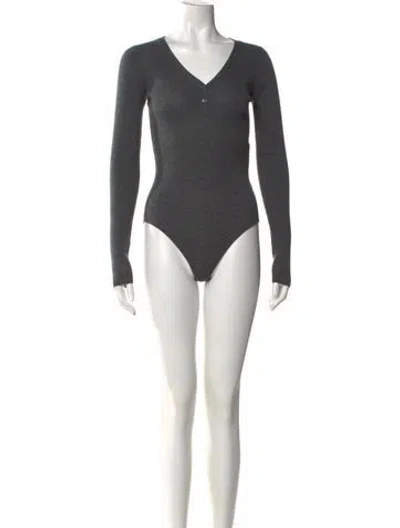 Pre-owned Naked Cashmere Cashmere V-neck Bodysuit In Gray