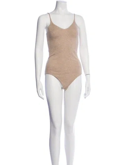Pre-owned Naked Cashmere Cashmere V-neck Bodysuit In Neutral