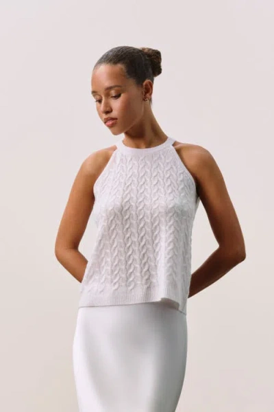 Naked Cashmere Featherweight Cable Tank In Neutral
