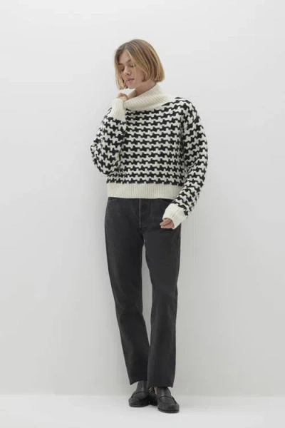 Naked Cashmere Iris Houndstooth Cashmere Turtleneck In Multi