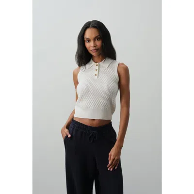 Naked Cashmere Leylah Sleeveless Cable Knit Polo In Neutral