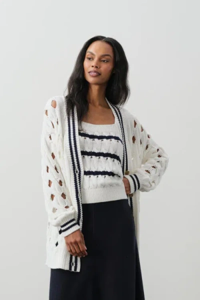 Naked Cashmere Mirra Oversized Cable Knit Cardigan In White