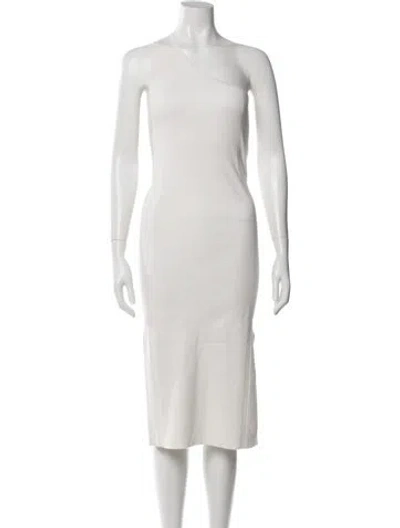 Pre-owned Naked Cashmere One-shoulder Midi Length Dress In White