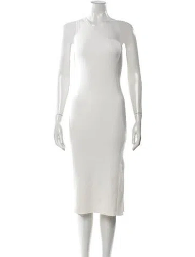 Pre-owned Naked Cashmere One-shoulder Midi Length Dress In White