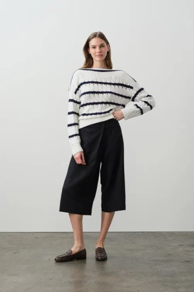 Naked Cashmere Paula Stripped Boatneck Sweater In Black