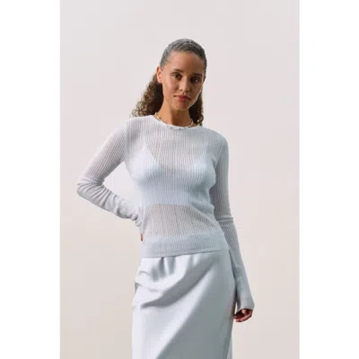 Naked Cashmere Short Sleeve Pointelle Layering T Shirt In Blue