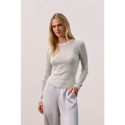 Naked Cashmere Short Sleeve Pointelle Layering T Shirt In Neutral