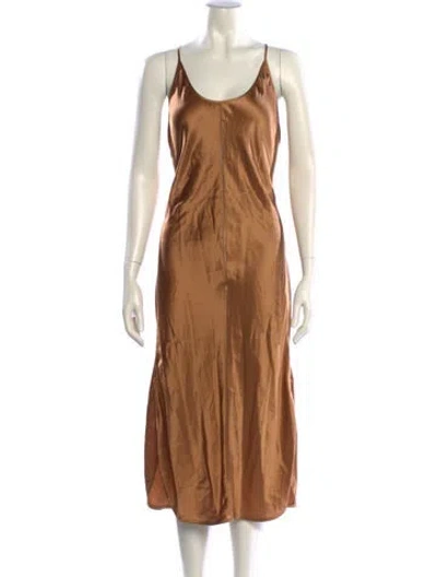 Pre-owned Naked Cashmere Silk Midi Length Dress In Brown