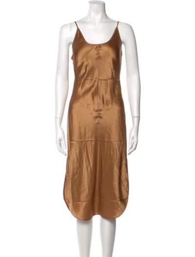 Pre-owned Naked Cashmere Silk Midi Length Dress W/ Tags In Brown