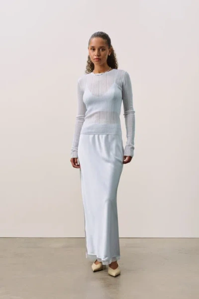 Naked Cashmere Silk Slip Skirt W/ Tulle Trim In Blue