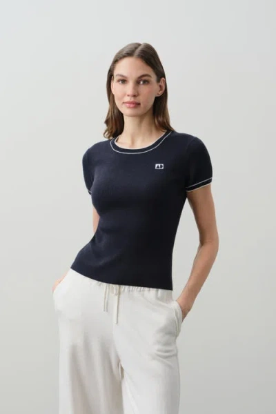 Naked Cashmere Victoria Cotton Cashmere Baby Tee In Blue