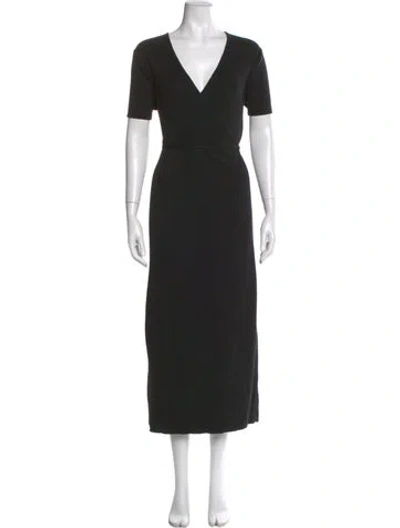 Pre-owned Naked Cashmere V-neck Long Dress In Black