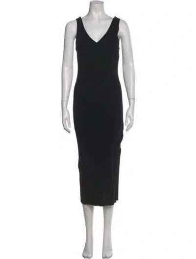 Pre-owned Naked Cashmere V-neck Long Dress In Black