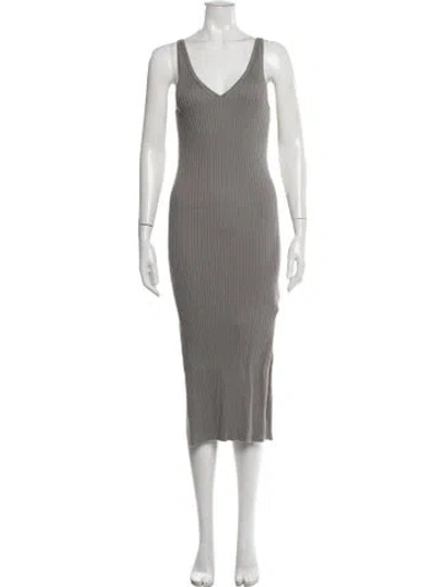 Pre-owned Naked Cashmere V-neck Long Dress In Gray