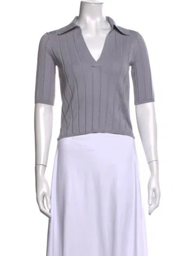 Pre-owned Naked Cashmere V-neck Short Sleeve Polo In Gray