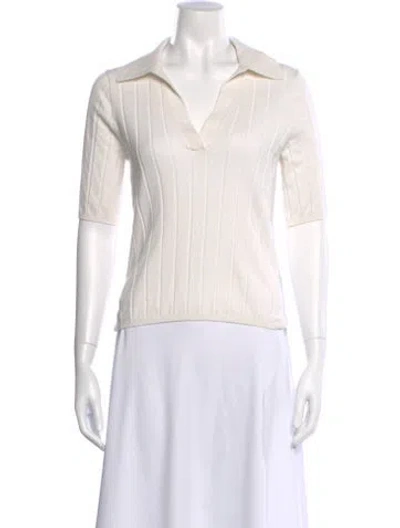 Pre-owned Naked Cashmere V-neck Short Sleeve Polo In Neutrals