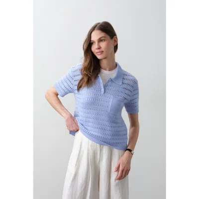 Naked Cashmere Yulia Crochet Polo In Blue