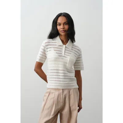 Naked Cashmere Yulia Crochet Polo In Nude