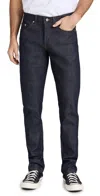 Naked & Famous Weird Guy Dirty Fade Selvedge Jeans Indigo/white In Indigo/white