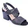 Naked Feet Leo Perforated Heeled Sandal In Black In Blue