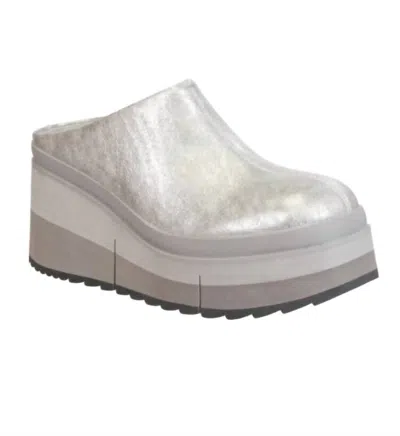 Naked Feet Platform Clogs In Coach Silver In Silver