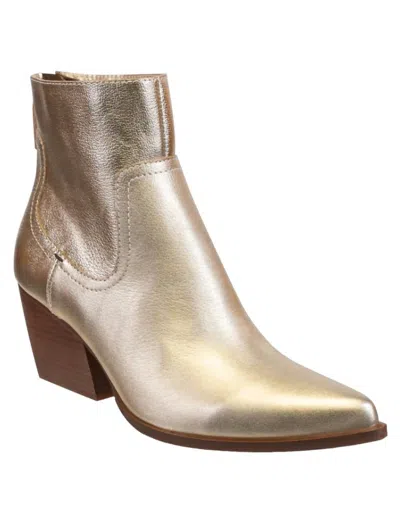 Naked Feet Women's Baton Heeled Boots In Soft Gold