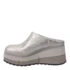 Naked Feet Coach Wedge Mule In Silver