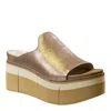 Naked Feet Flow Wedge Slide Sandal In Gold