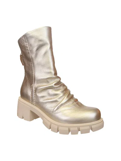 Naked Feet Women's Protocol Heeled Mid Shaft Boots In Gold