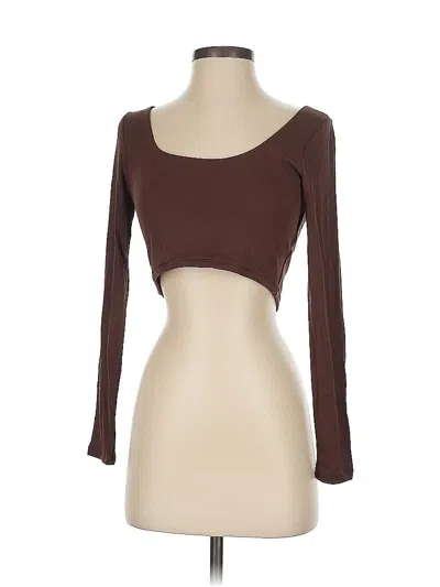 Naked Wardrobe 3/4 Sleeve T-shirt In Brown