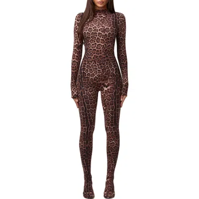Naked Wardrobe Animal Print Closed Toe Jumpsuit