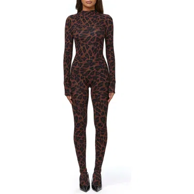 Naked Wardrobe Animal Print Closed Toe Jumpsuit In Multi