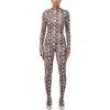 Naked Wardrobe Animal Print Closed Toe Jumpsuit In Gray