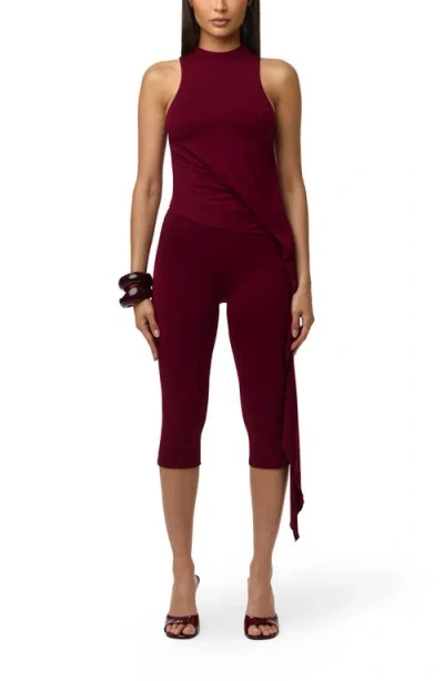 Naked Wardrobe Asymmetric Body-con Top In Burgundy