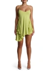 Naked Wardrobe Asymmetric Halter Minidress In Green
