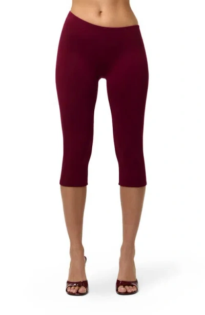 Naked Wardrobe Asymmetric Waist Capri Leggings In Red