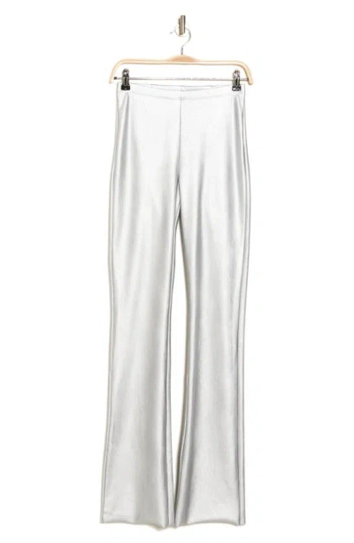Naked Wardrobe Bootcut Faux Leather Pants In Silver