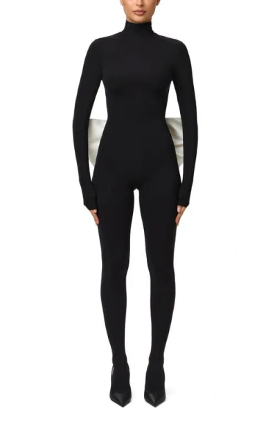 Naked Wardrobe Bow Detail Long Sleeve Jumpsuit In Black