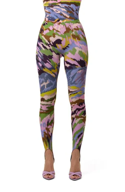 Naked Wardrobe Brush Storm Print Stirrup Leggings In Multi