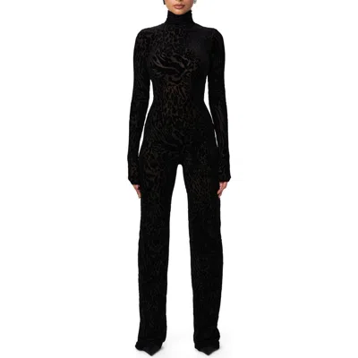 Naked Wardrobe Burnout Long Sleeve Jumpsuit In Black